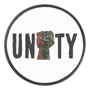 black pride red green fist pan African flag unity Hockey Puck