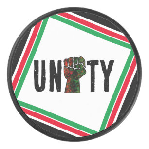 black pride red green fist pan African flag unity  Hockey Puck