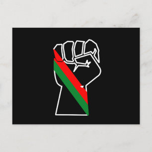 black pride red green fist pan African flag unity  Holiday Postcard