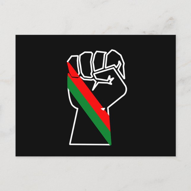 black pride red green fist pan African flag unity  Holiday Postcard (Front)