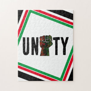 black pride red green fist pan African flag unity Jigsaw Puzzle