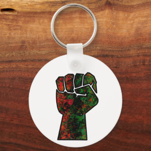 black pride red green fist pan African flag unity Keychain
