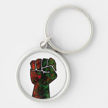 Black Pride Red Green Fist Pan African Flag Unity  Keychain by CharmedPix at Zazzle