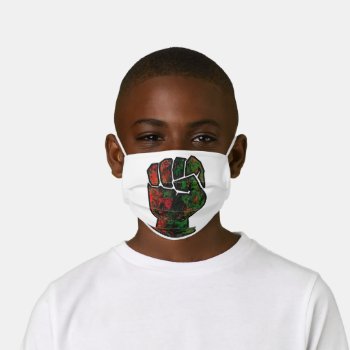 Black Pride Red Green Fist Pan African Flag Unity  Kids' Cloth Face Mask by CharmedPix at Zazzle