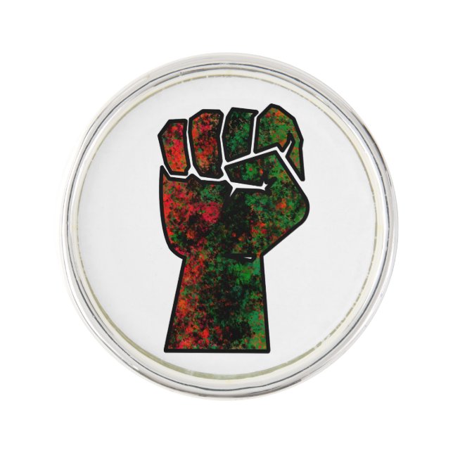 black pride red green fist pan African flag unity  Lapel Pin (Front)