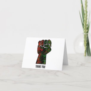 black pride red green fist pan African flag unity Letterpress Thank You Card