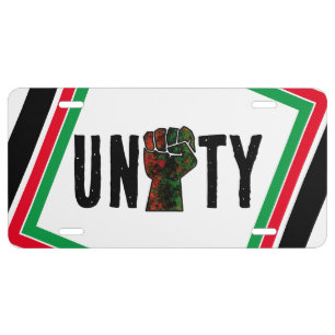 black pride red green fist pan African flag unity License Plate
