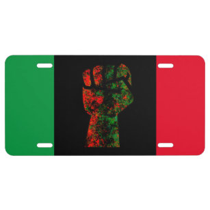black pride red green fist pan African flag unity  License Plate