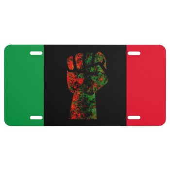Black Pride Red Green Fist Pan African Flag Unity  License Plate by CharmedPix at Zazzle