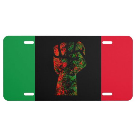Black Pride Red Green Fist Pan African Flag Unity  License Plate