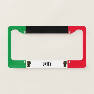 black pride red green fist pan African flag unity  License Plate Frame