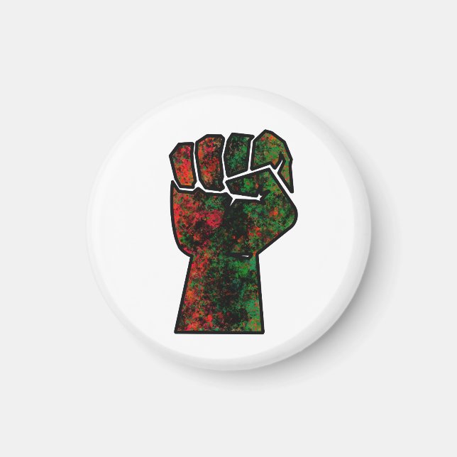 black pride red green fist pan African flag unity  Magnet (Front)