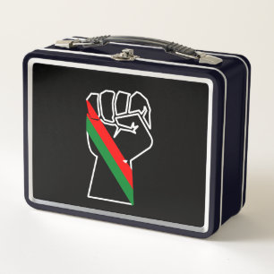 black pride red green fist pan African flag unity Metal Lunch Box