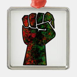 black pride red green fist pan African flag unity Metal Ornament