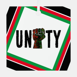 black pride red green fist pan African flag unity  Metal Ornament