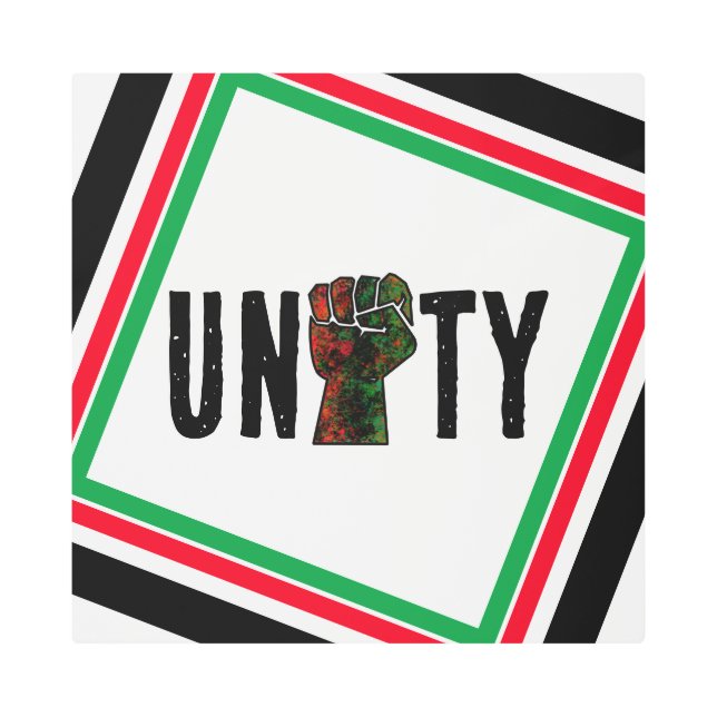 black pride red green fist pan African flag unity  Metal Print (Front)