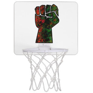 black pride red green fist pan African flag unity Mini Basketball Hoop