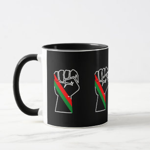 black pride red green fist pan African flag unity Mug