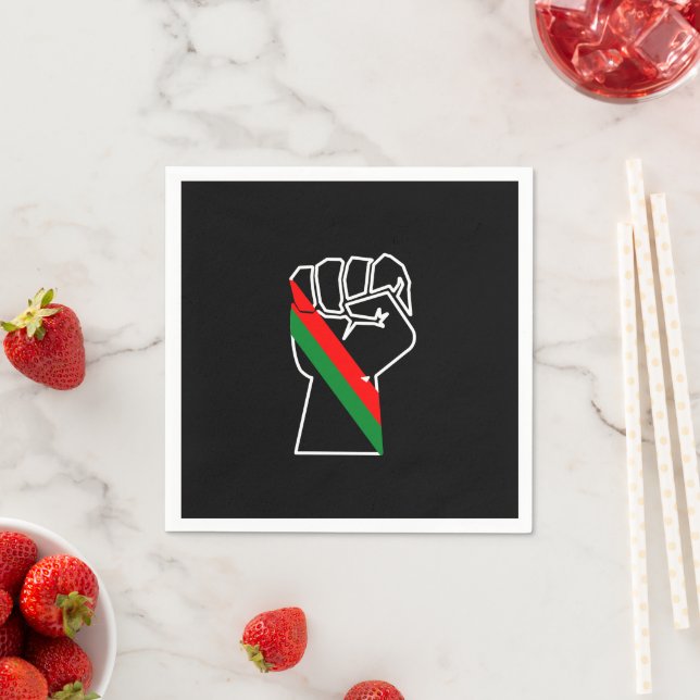 black pride red green fist pan African flag unity  Napkins (Insitu)