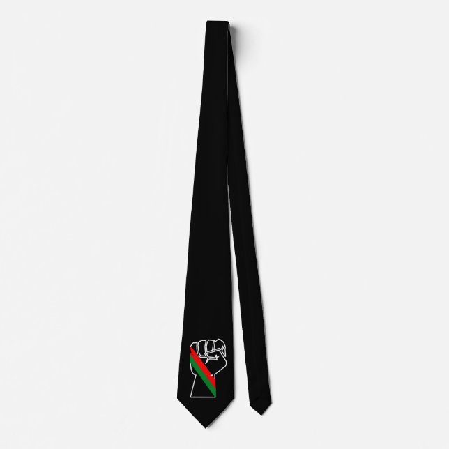 black pride red green fist pan African flag unity  Neck Tie (Front)