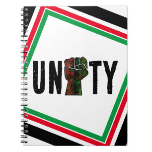 black pride red green fist pan African flag unity Notebook