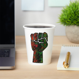 black pride red green fist pan African flag unity Paper Cups