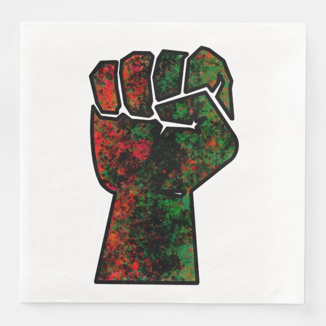 black pride red green fist pan African flag unity  Paper Dinner Napkins (Front)