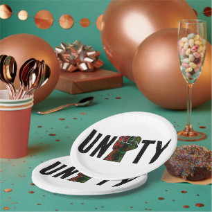 black pride red green fist pan African flag unity Paper Plates