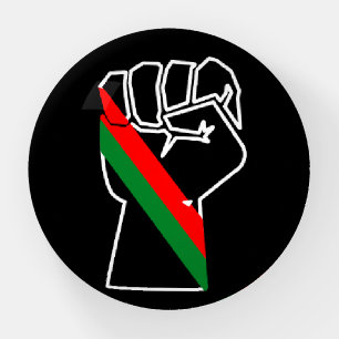 black pride red green fist pan African flag unity  Paperweight