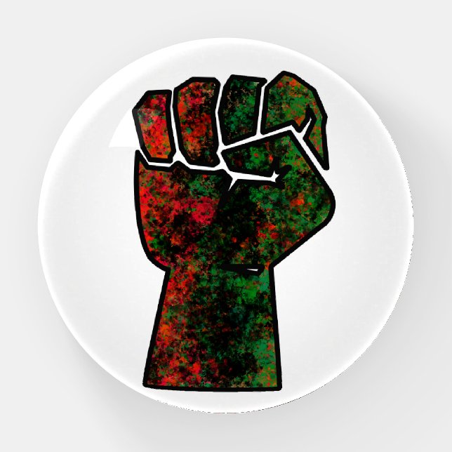 black pride red green fist pan African flag unity  Paperweight (Front)