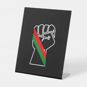 black pride red green fist pan African flag unity  Pedestal Sign
