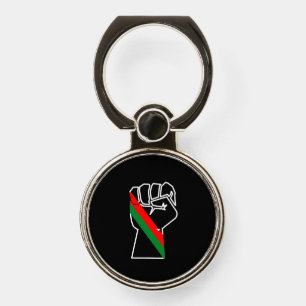 black pride red green fist pan African flag unity  Phone Ring Stand
