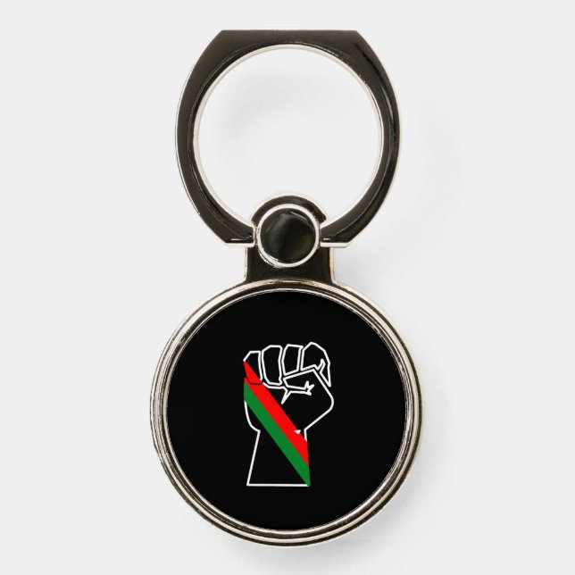 black pride red green fist pan African flag unity  Phone Ring Stand (Front)