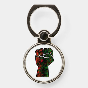 black pride red green fist pan African flag unity Phone Ring Stand