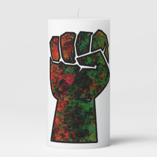 black pride red green fist pan African flag unity Pillar Candle