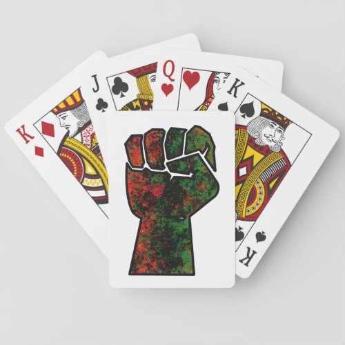 black pride red green fist pan African flag unity  Poker Cards