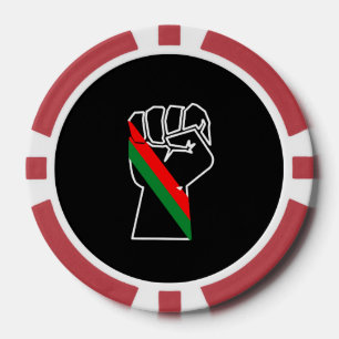 black pride red green fist pan African flag unity  Poker Chips