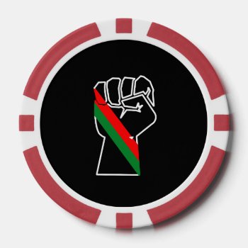 Black Pride Red Green Fist Pan African Flag Unity  Poker Chips by CharmedPix at Zazzle