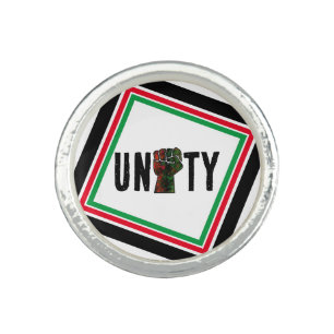 black pride red green fist pan African flag unity Ring