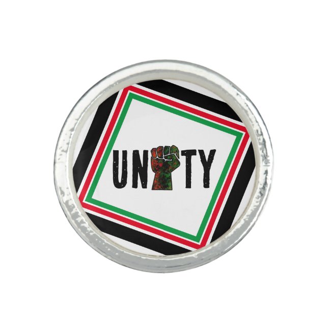 black pride red green fist pan African flag unity  Ring (Front)