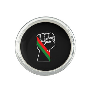 black pride red green fist pan African flag unity  Ring