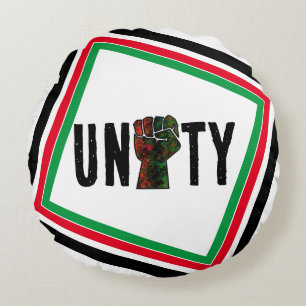 black pride red green fist pan African flag unity Round Pillow