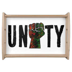 black pride red green fist pan African flag unity Serving Tray