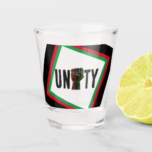 black pride red green fist pan African flag unity Shot Glass