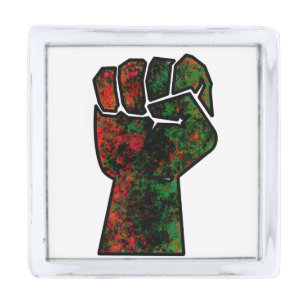 black pride red green fist pan African flag unity  Silver Finish Lapel Pin