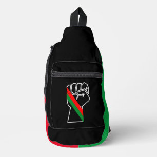 black pride red green fist pan African flag unity Sling Bag