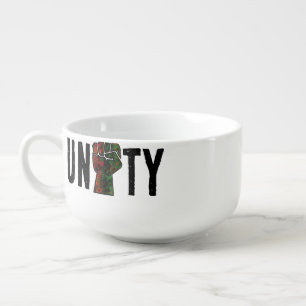 black pride red green fist pan African flag unity Soup Mug