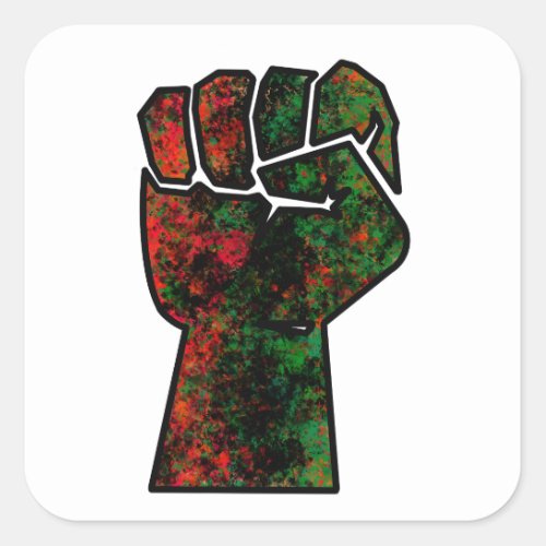 black pride red green fist pan African flag unity  Square Sticker