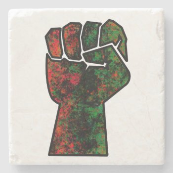Black Pride Red Green Fist Pan African Flag Unity  Stone Coaster by CharmedPix at Zazzle