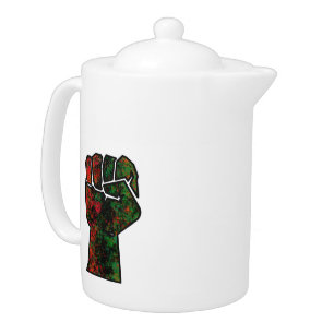 black pride red green fist pan African flag unity Teapot